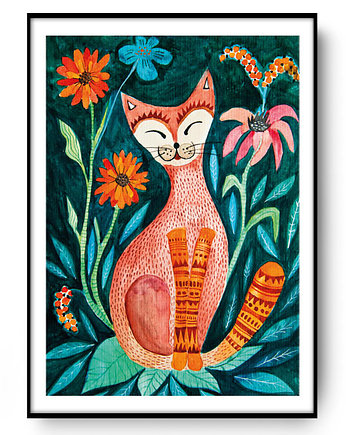 Orange cat ilustracja drukowana, muamua design