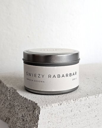 Świeca sojowa zapachowa Świeży Rabarbar 200 g w puszce, Malvhome