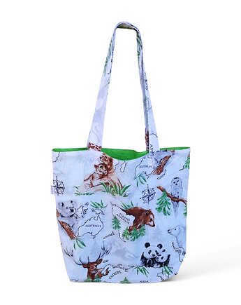 Torba na zakupy shopperka eko siatka torba na ramię shopper mapa zoo, Uszyciuch