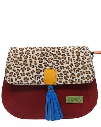 Torebka damska klasyczna na ramię skórzana zamszowa klapka wzór eko OLIVKA, Olivka Warsaw