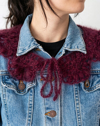 Moherowy kołnierzyk - czerwone wino, OTULIBABKI