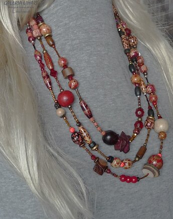 Niezwykły kolorowy komplet biżu-boho w fantastycznych barwach jesieni unikat, Galeria Limart