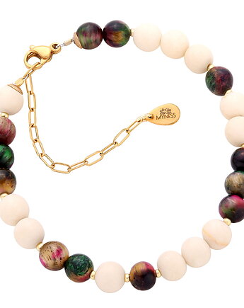 Bransoletka z kamieni naturalnych - tygrysie oko, kamień rzeczny, MYNESS