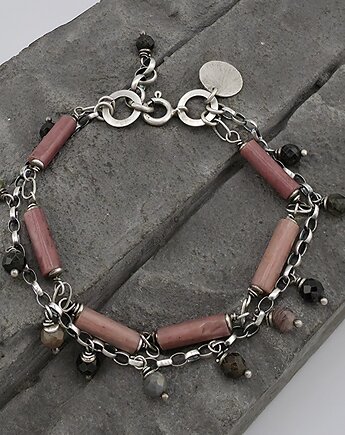 Rodonit i turmalin - bransoletka, RayOfArt