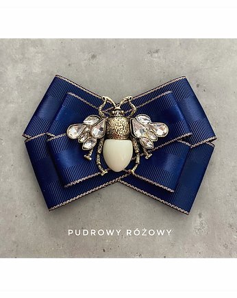 Granatowa Brosza z Owadem NOWOŚĆ, Pudrowy Różowy