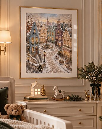 PLAKAT pokój dziecka zimowa klasyczna ilustracja vintage, black dot studio