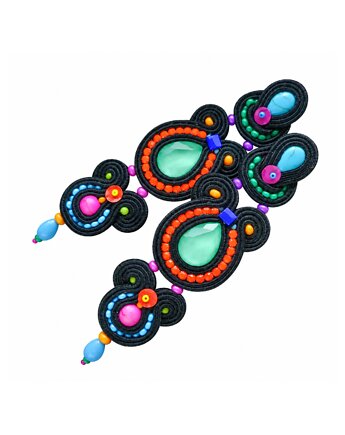 Długie etniczne kolczyki soutache, Mró Soutache