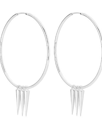 Srebrne kolczyki duże koła z kłami, SOTHO