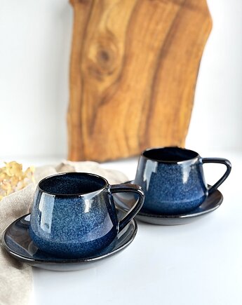 Zestaw dla dwojga - Filiżanka Beczułka ze spodkiem 250 ml - Nocne Niebo, Studio Tyka