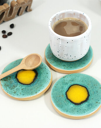 Ceramiczne podkładki na stół - pawie oko, 10FingersArt