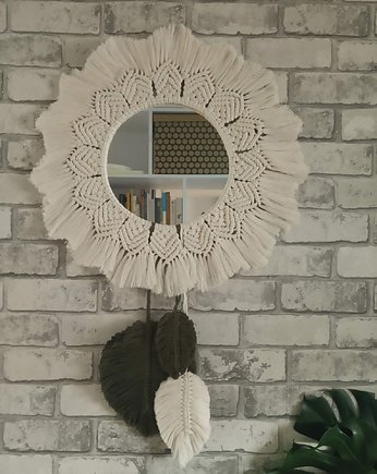 Lustro makrama 50 cm z liśćmi, NICE HOUSE
