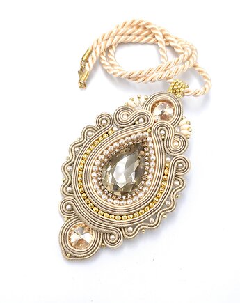 Wisiorek sutasz naszyjnik beżowo złoty wieczorowy z kryształami Goldea, Katrina Rossa