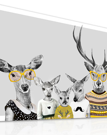 Obraz na płótnie -  120x80cm JELENIE W UBRANIACH, NOWdeco