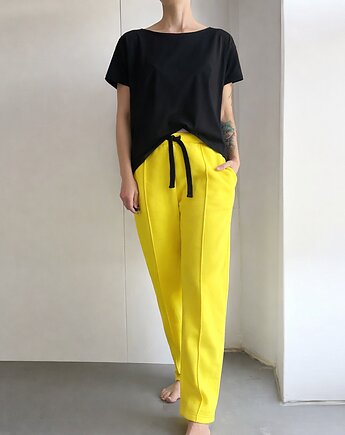 Spodnie dresowe w kant żółte, ONE MUG A DAY