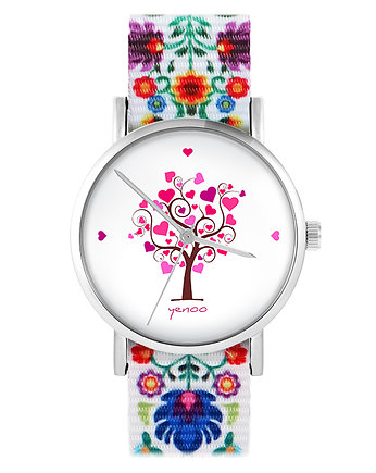 Zegarek - Drzewko miłości - folk biały, nato, OSOBY - Prezent dla teścia