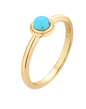 Złoty pierścionek z turkusem, OSOBY - Prezent dla Kobiety