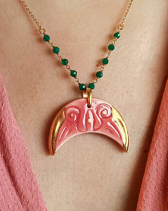 Naszyjnik pozłacany Lunula Różowa Kolekcja Parian, ZIĘBA