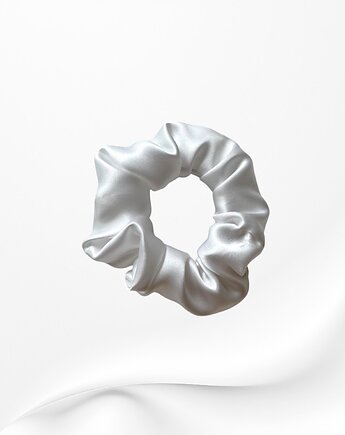 Jedwabna scrunchie gumka frotka midi biała, Zdunetti