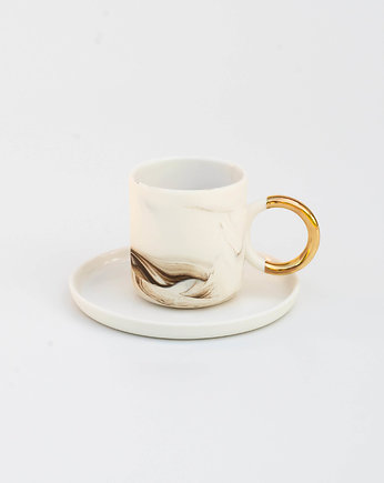 Filiżanka do Espresso z talerzykiem/ natural/ złoto, Lutumursi