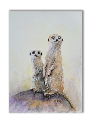 Urocze Surykatki - Obraz Akwarelowy, Galeria Alma
