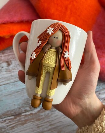 Ceramiczny kubek z dekorem z gliny polimerowej 2D - możliwość personalizacji, Ms. House Decor