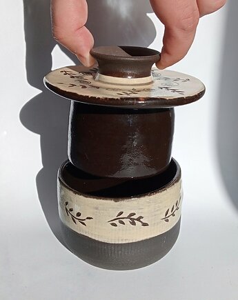 Maselniczka wodna ciemna z liśćmi, Dobrocie ceramika