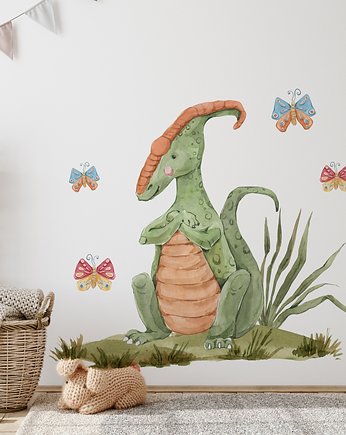 Naklejka na ścianę dinozaur parazaurolof jasnozielony nalepka pokój dziecka, Fotobloki and decor