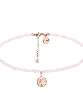 Choker z pereł naturalnych z monetą z różowego złota, SOTHO