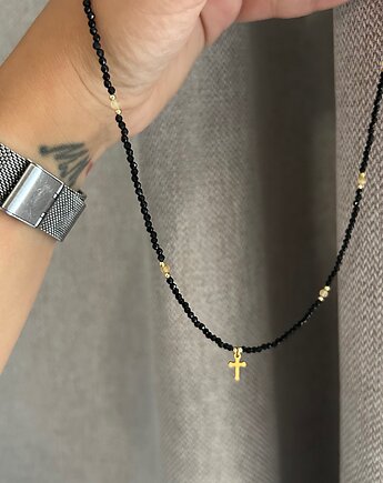 Naszyjnik z czarnego turmalinu i cytrynu z krzyżykiem, Wisniewska jewellery
