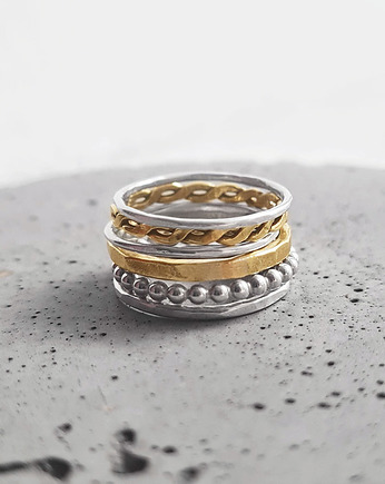 Rozmiar 13: komplet 6 obrączek mix srebro mosiądz, COCONUT