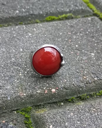 Karneol - pierścionek regulowany, po drugiej stronie lustra