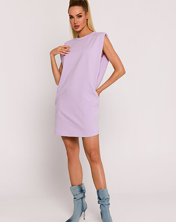 Sukienka mini z poduszkami na ramionach - fiołkowa(M-789), MOE