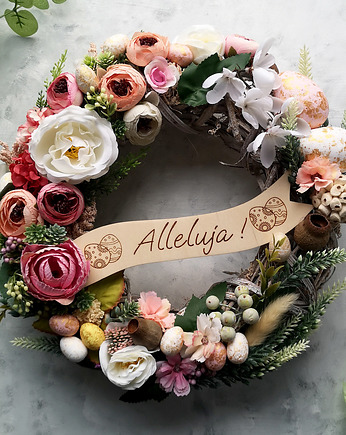 Wielkanocny wianek z napisem Alleluja, Pani Plecionka