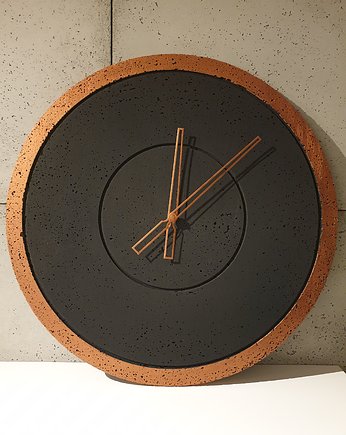 Zegar betonowy handmade Groove Grafit-Miedź, Tesla Home Studio