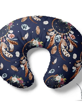 Poduszka rogal do karmienia Duże łapacze snów na granacie, Baby Love Decor
