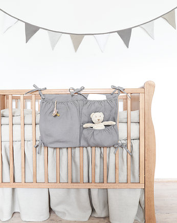 Lniany organizer na łóżeczko - true gray, OSOBY - Prezent dla dwulatka
