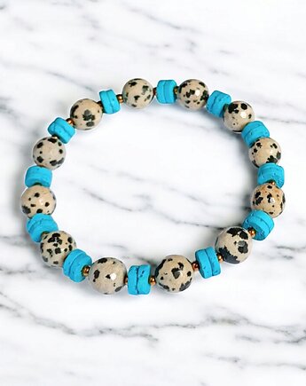 JASPER collection : bransoletka na gumce : jaspis & lawa turkusowa, kaktusia