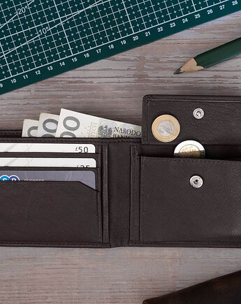 Brązowy Minimalistyczny Portfel Męski Slim Wallet Skóra Licowa SH-3165, Belveder