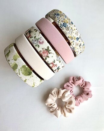 Lniana opaska do włosów Amelia w zielone plamki - szerokość 3 cm, Volie Line