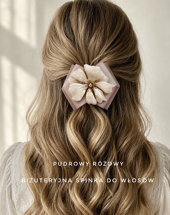 Biżuteryjna spinka do włosów z kwiatem  New, Pudrowy Różowy