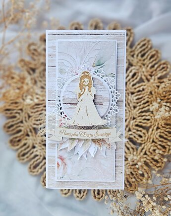 Kartka komunijna dla dziewczynki, papierololo