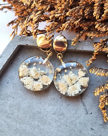 Kolczyki z suszonymi kwiatami białej gipsówki, Kwiat Paproci