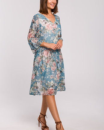 Szyfonowa sukienka z obniżoną linią talii-model 4(S-214), STYLE