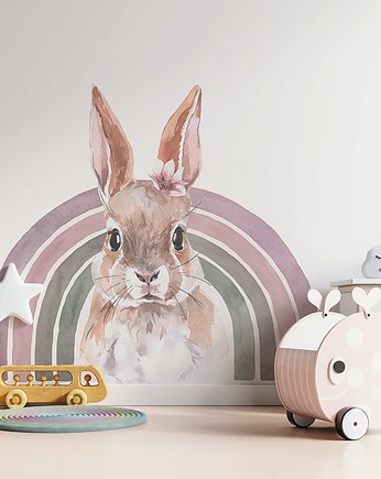 dziecko, TĘCZOWY KRÓLIK naklejki na ścianę dla dzieci