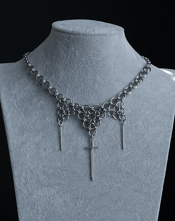 Naszyjnik chainmail ze stali z mieczem, AT NOON