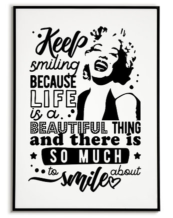 Plakat motywacyjny Marilyn MONROE napisy czarno-biały, Bajkowe Obrazki
