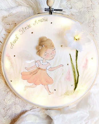 Podświetlany obrazek z aniołkiem, pamiątka dla dziewczynki, gingerolla