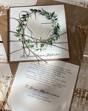 Ręcznie robiona kartka dla księdza z życzeniami na rocznicę święceń, sorte