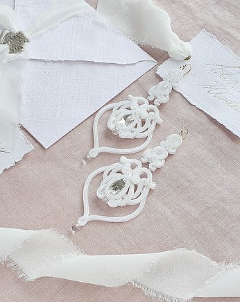 Kolczyki ślubne sutasz - śnieżna biel, PiLLow Design