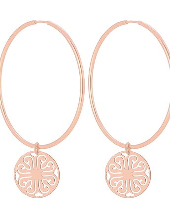 Kolczyki duże koła z rozetami z różowego złota, SOTHO